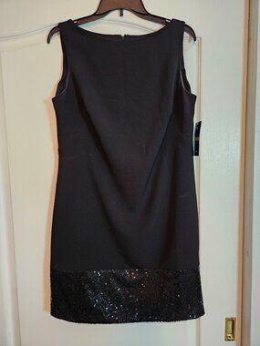 NEW Women's Chaps Sequins Hem Sleeveless Little Black Dress 12